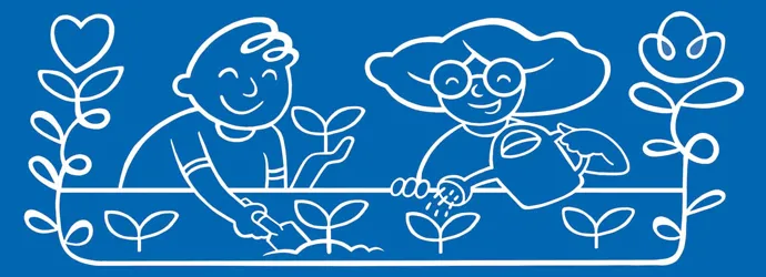 Geïllustreerde kinderen geven planten water in de tuin