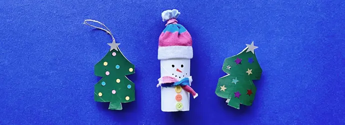 Kerstversiering maken: kerstboom en sneeuwpop knutselen met wc-rol