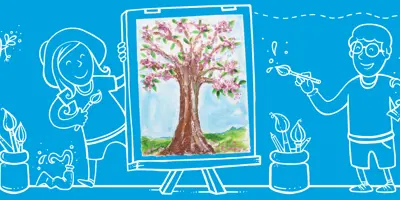 Gelaagde kunstwerken schilderen met kinderen
