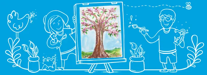 Gelaagde kunstwerken schilderen met kinderen